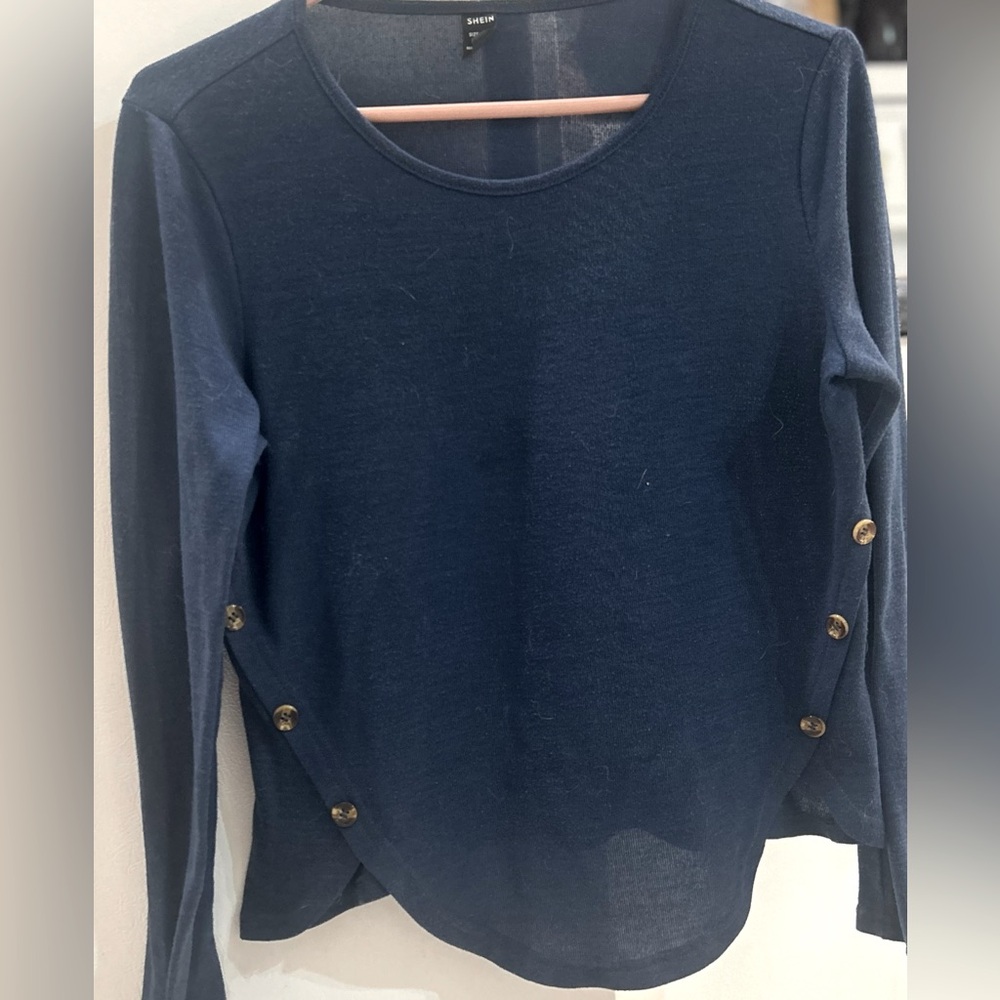 💫SHEIN Women’s Crew Neck Asymetrycal Long Sleeves Sweater - Picture 2 of 14